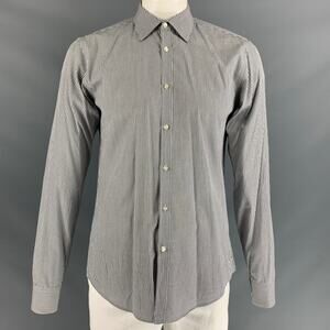 BOSS by HUGO BOSS Size L Black & White Stripe Cotton Long Sleeve Shirt